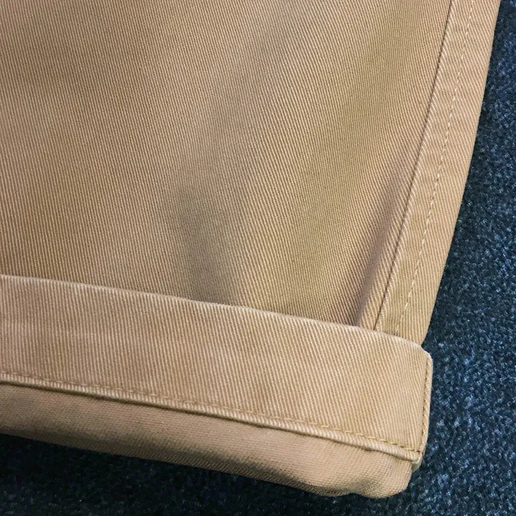 Pure Cotton Washed Woven Cargo Tapered Pants - Men's Fashion Straight Casual Trousers with Elastic Waist