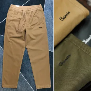 Pure Cotton Washed Woven Cargo Tapered Pants - Men's Fashion Straight Casual Trousers with Elastic Waist