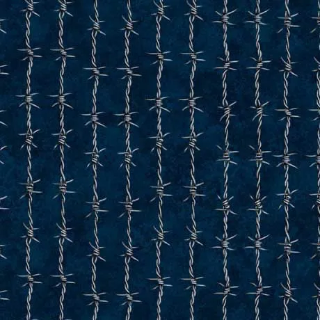 QT Fabrics Running Wild 2600-30630-N Barbed Wire Navy