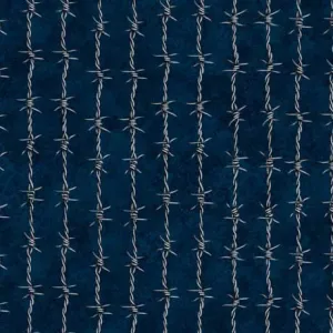QT Fabrics Running Wild 2600-30630-N Barbed Wire Navy