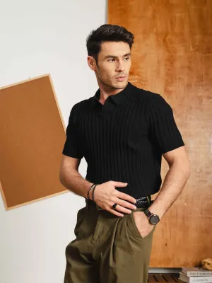 Rompii Knit Polo Tee - Black