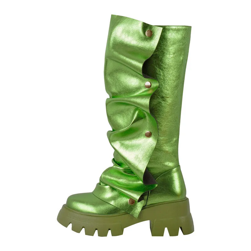 Round Toe Platform Removable Mid-Calf
