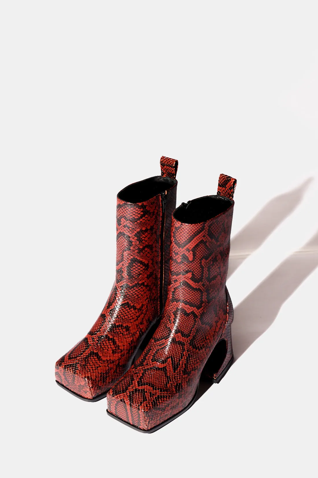 Roxy Boots in Red Snakeskin