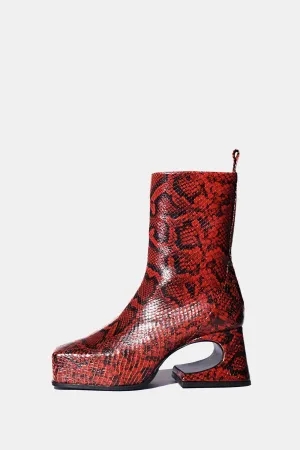 Roxy Boots in Red Snakeskin