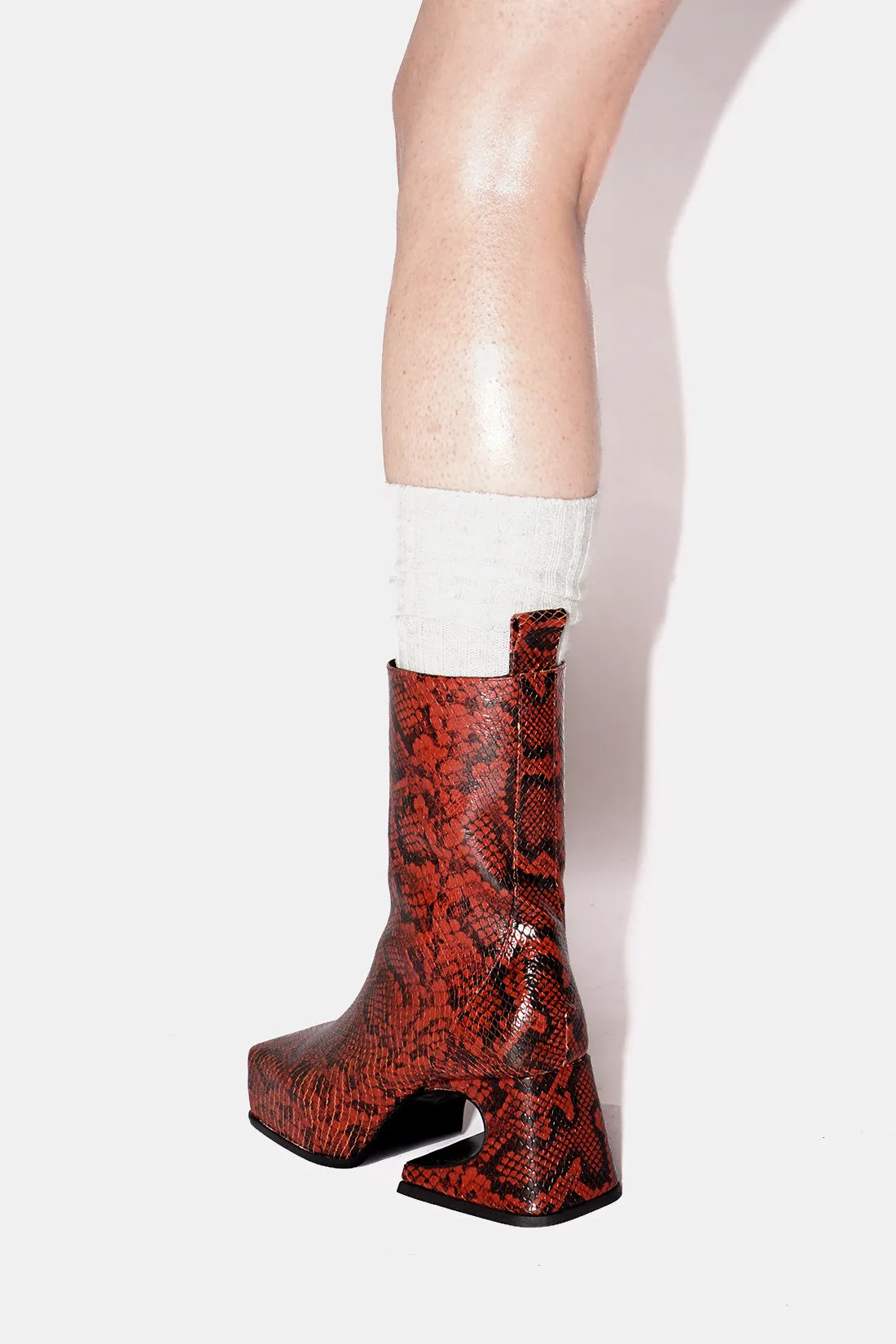 Roxy Boots in Red Snakeskin