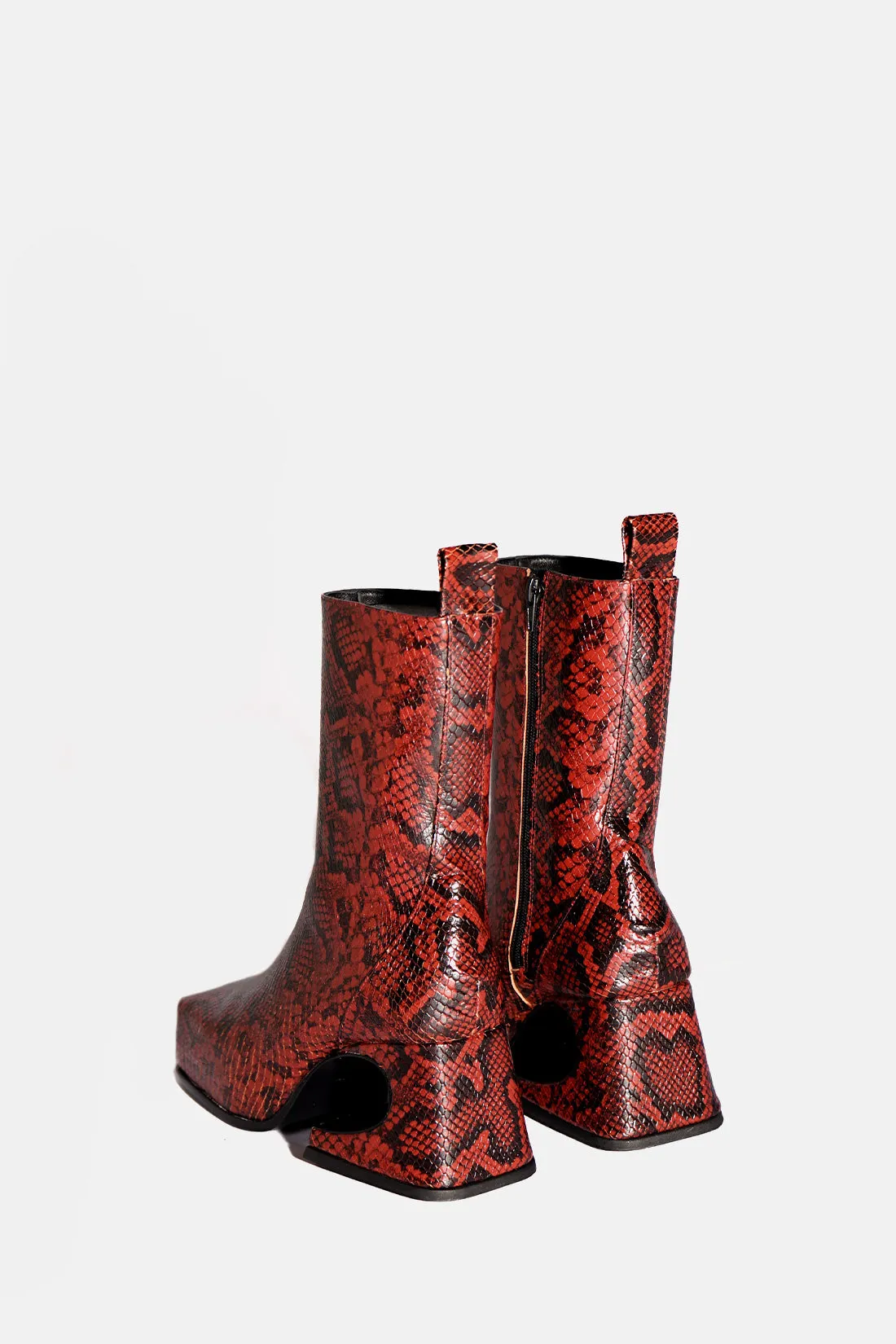 Roxy Boots in Red Snakeskin