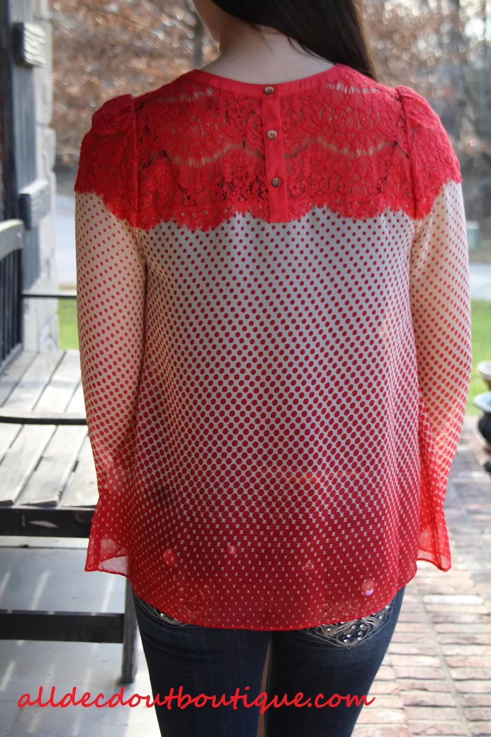 Ryu | Ivory and Red Polka Dots with Lace