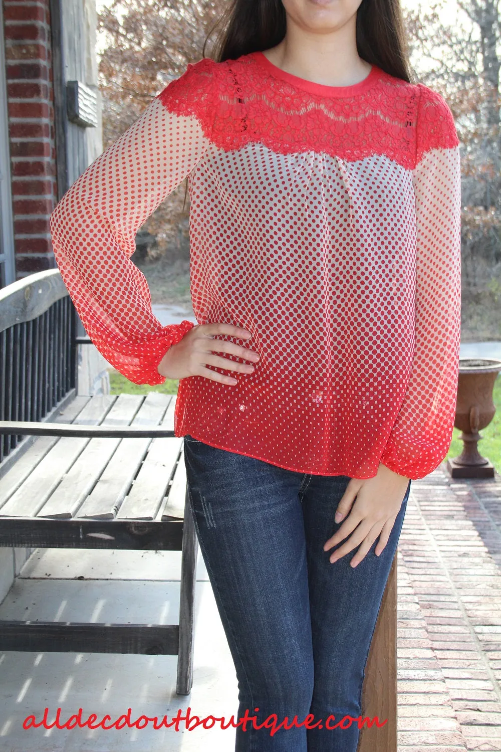 Ryu | Ivory and Red Polka Dots with Lace