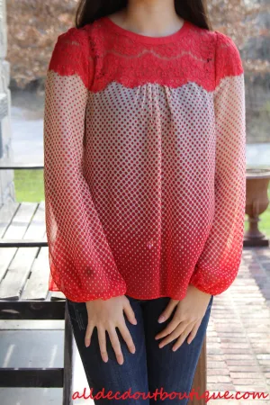Ryu | Ivory and Red Polka Dots with Lace