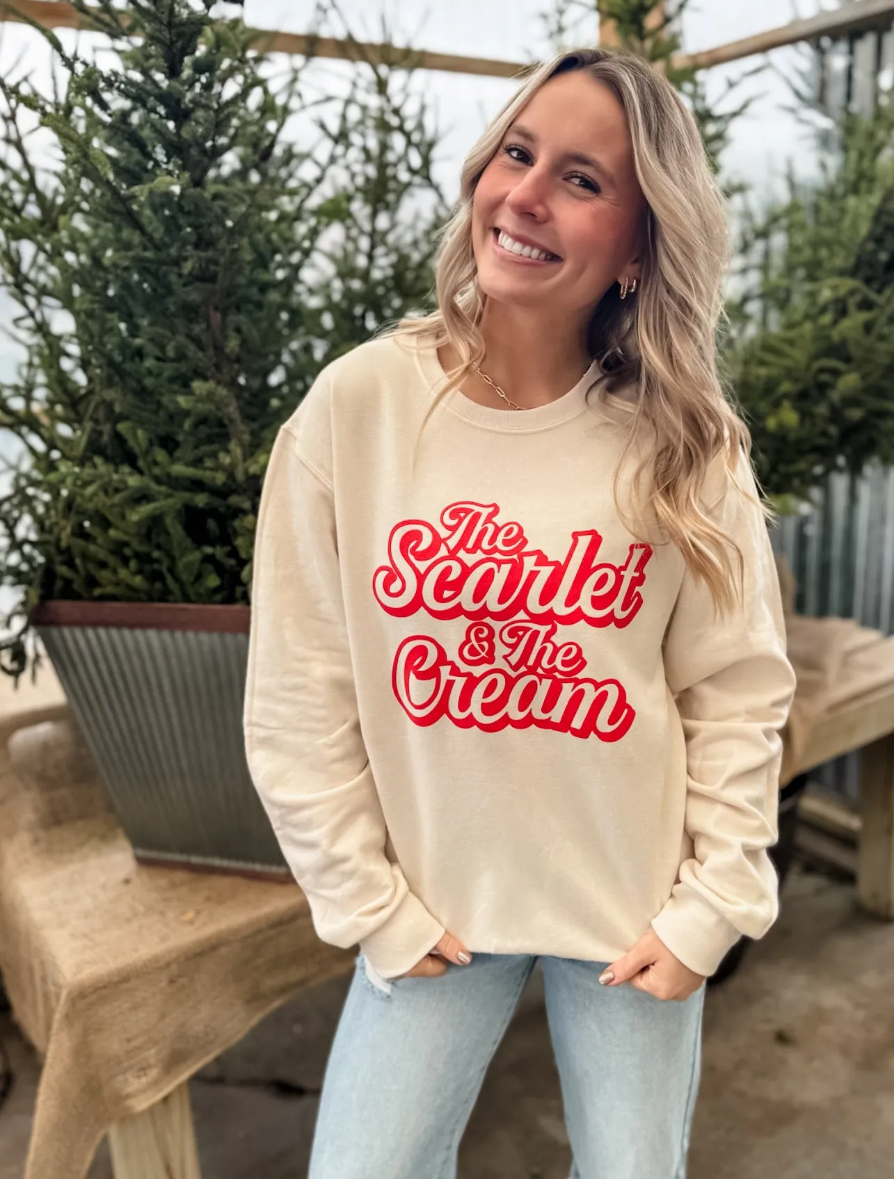Scarlet & Cream Crew - Cream