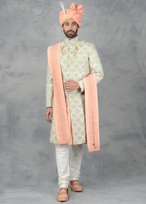 Sea Green Sherwani | Siddhesh Chauhan