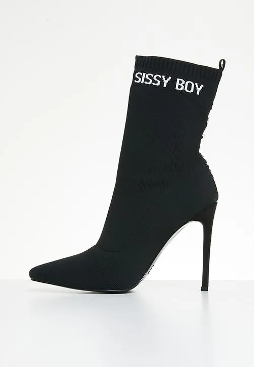 SissyBoy Ladies Sock Stilletto Boot Black
