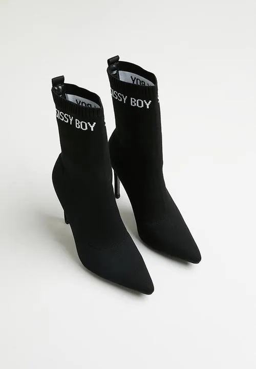 SissyBoy Ladies Sock Stilletto Boot Black