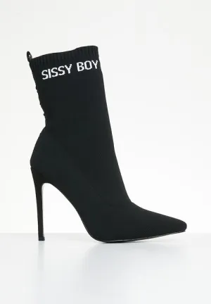 SissyBoy Ladies Sock Stilletto Boot Black