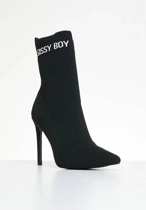 SissyBoy Ladies Sock Stilletto Boot Black