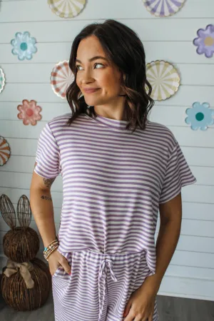 Springtime Stroll Top • Lavender Stripe