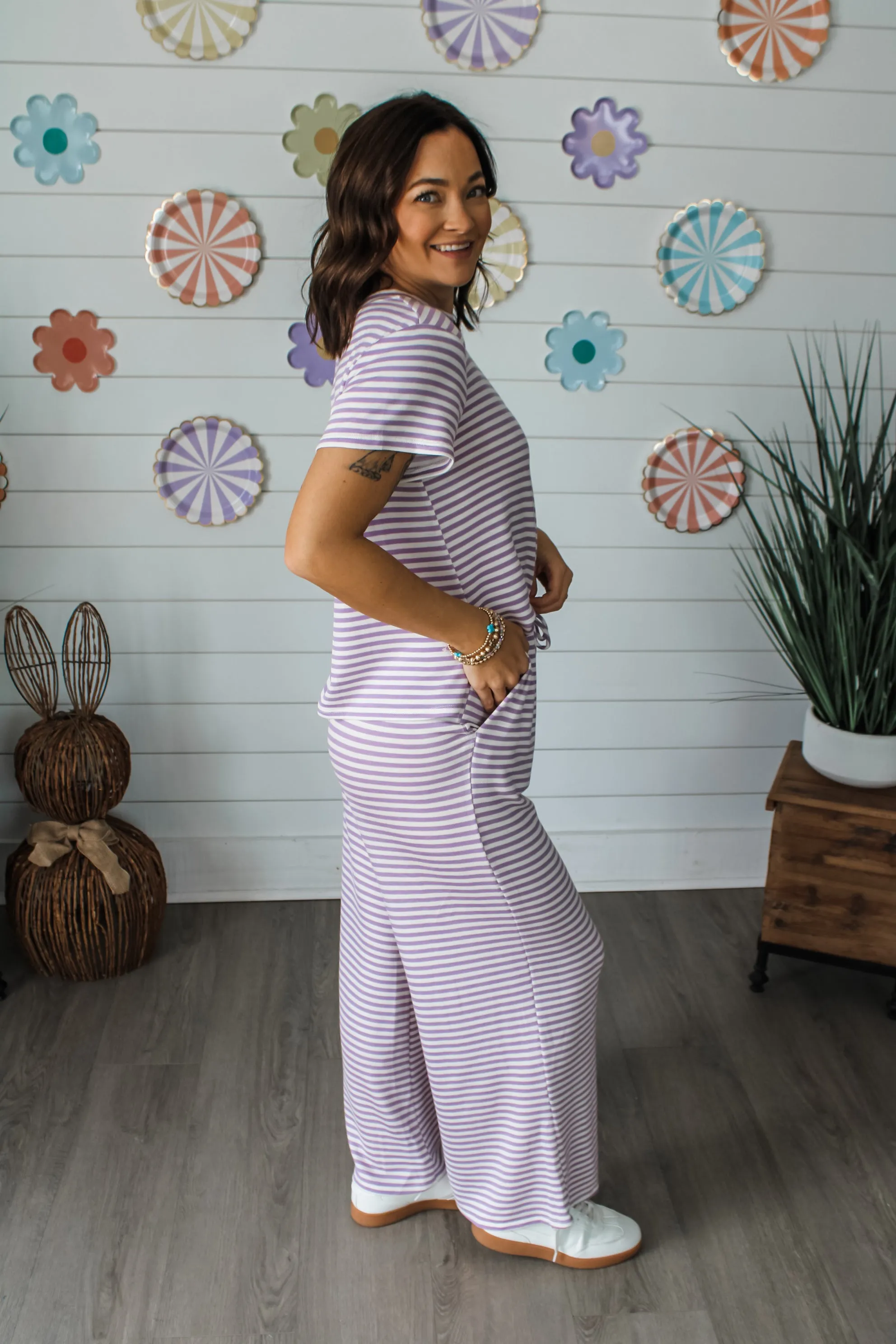 Springtime Stroll Top • Lavender Stripe