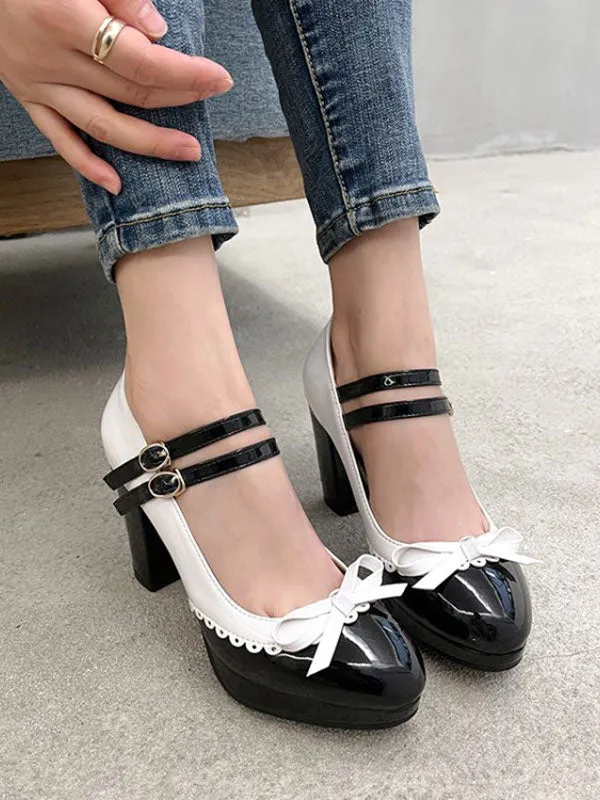 Sweet Lolita Footwear Red Round Toe PU Leather Lolita Shoes