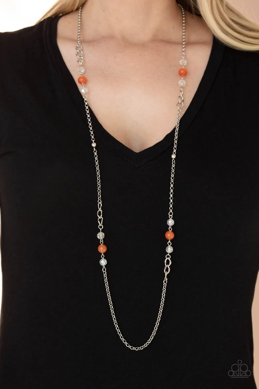 Teasingly Trendy - Orange Necklace
