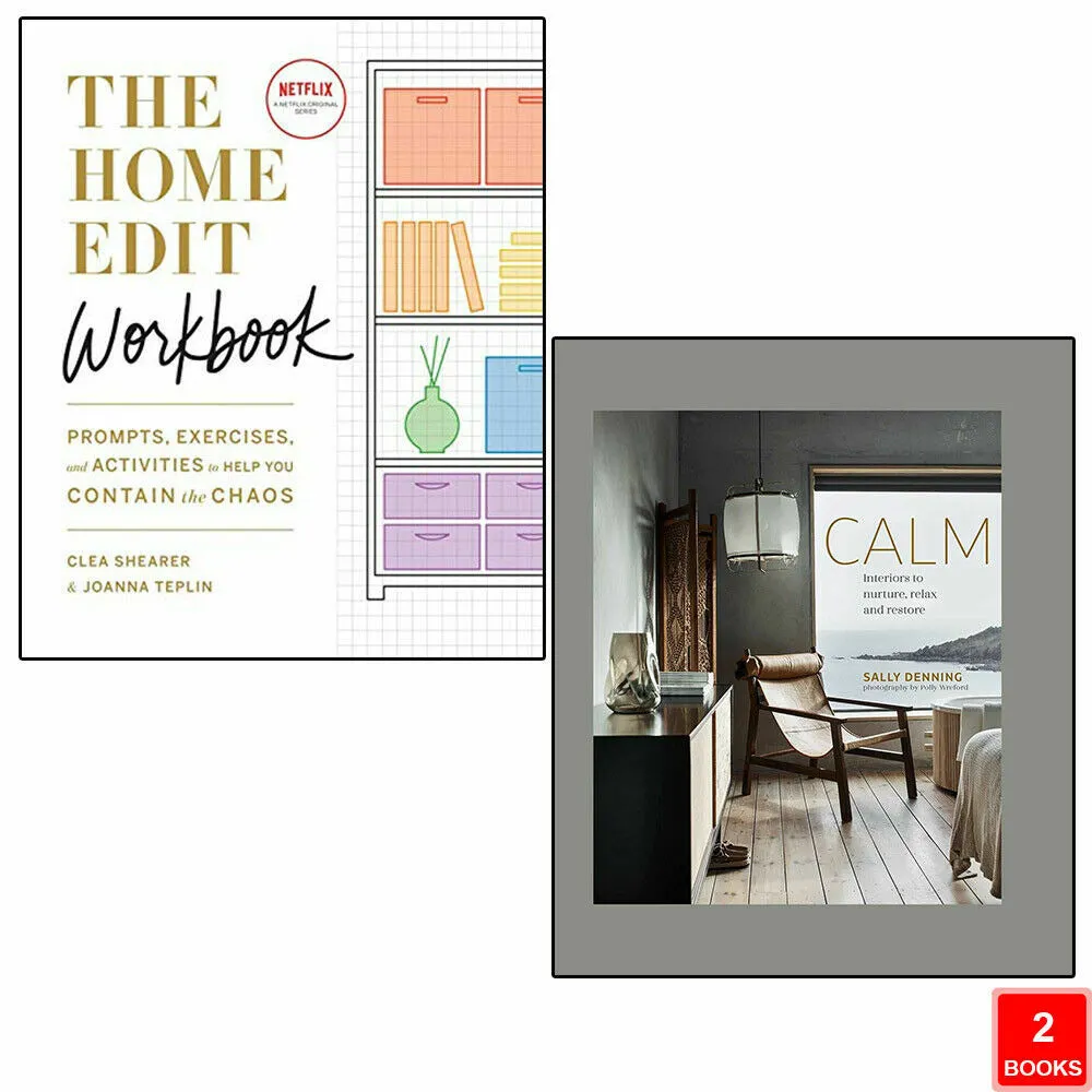 The Home Edit Workbook & Calm 2 Books Collection Set Interior Design Styles
