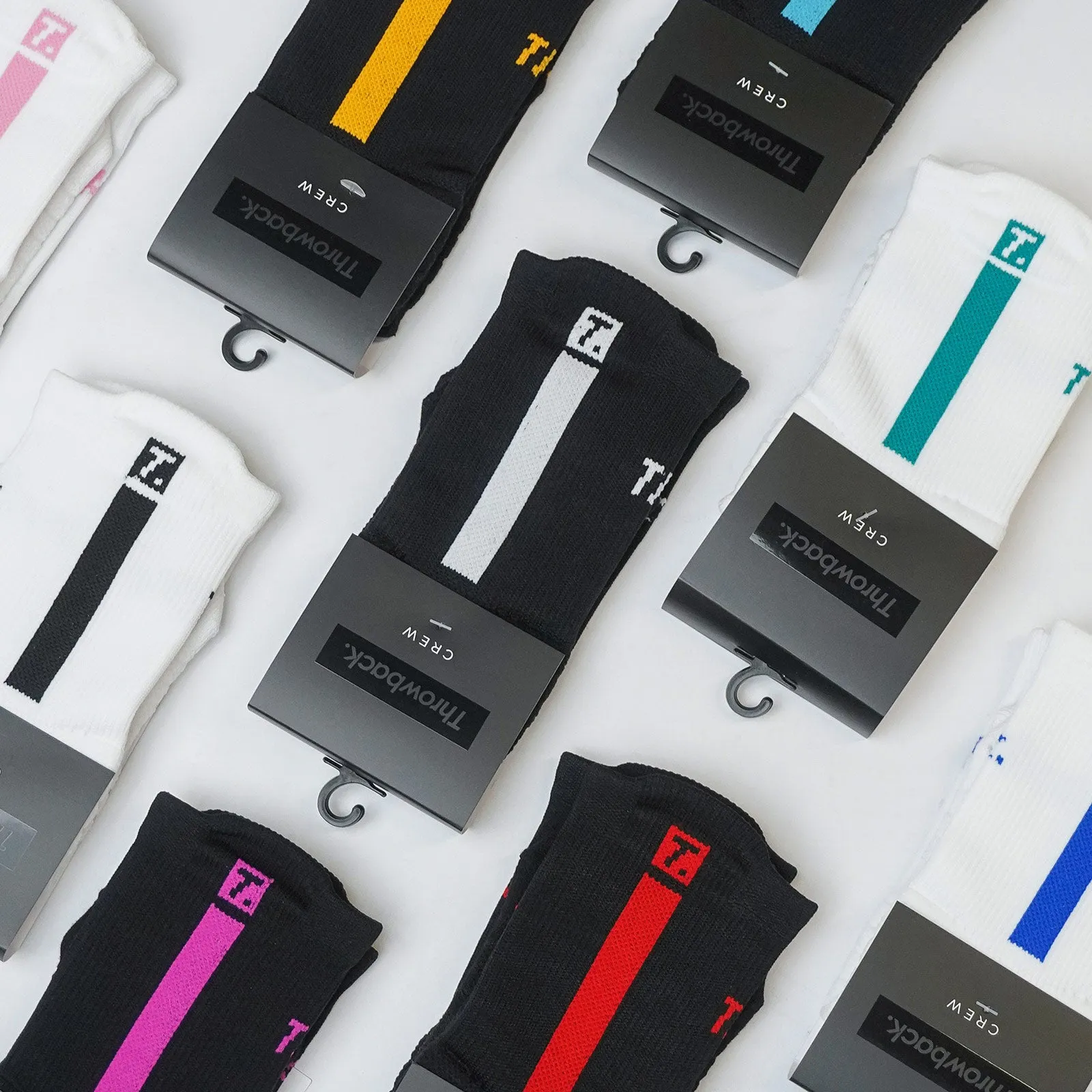 Throwback Cushion Crew Socks - Black/Miami Blue