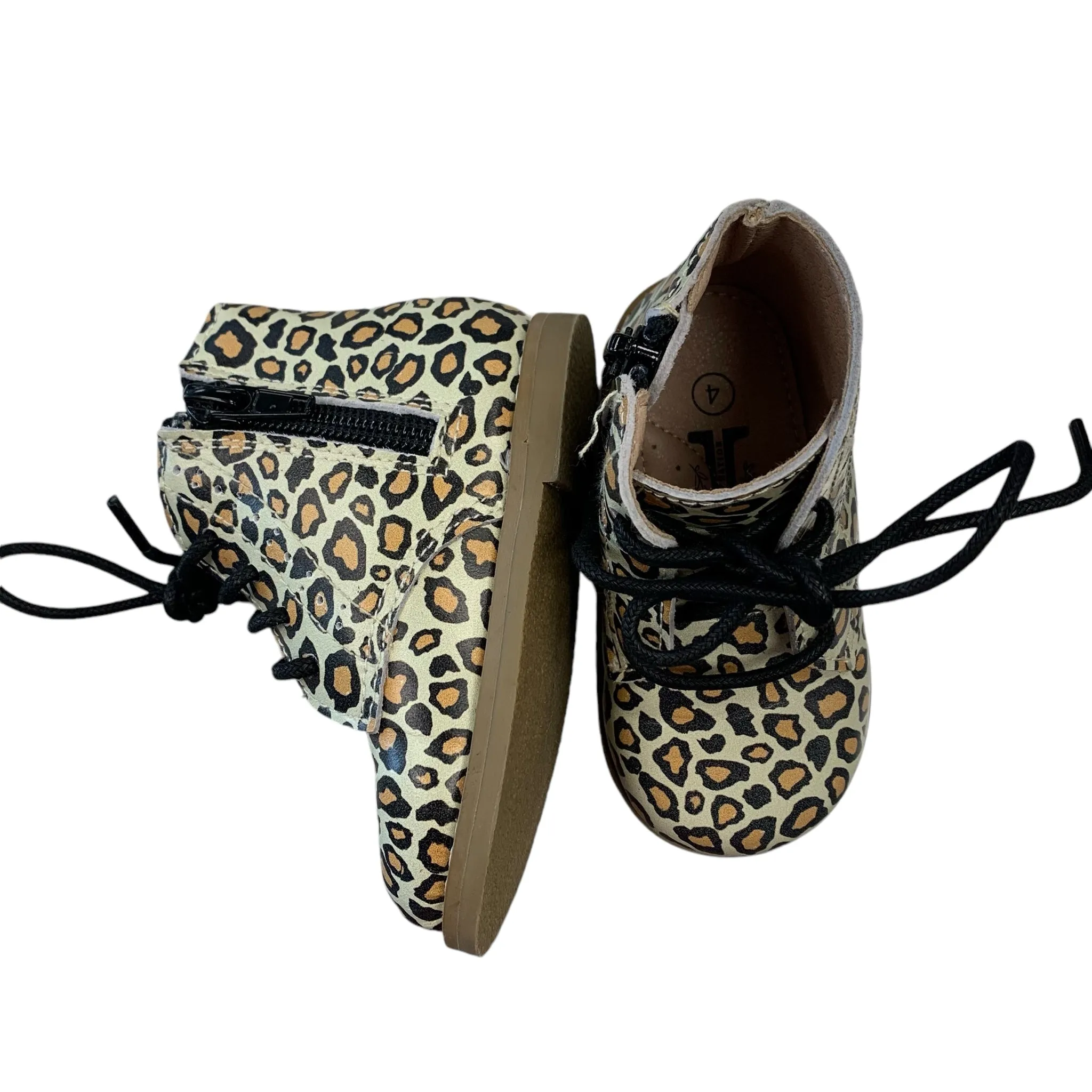 Tiny Toes Nation Girl's Leopard Lyla Boots Size 4