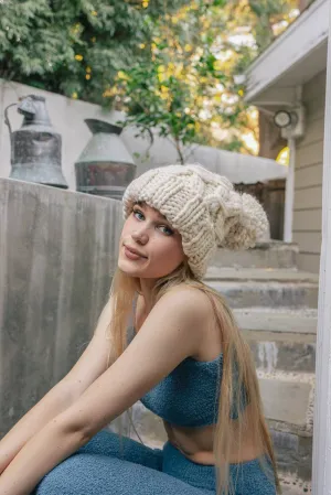 Trendy Textured Chunky Knit Pom Beanie