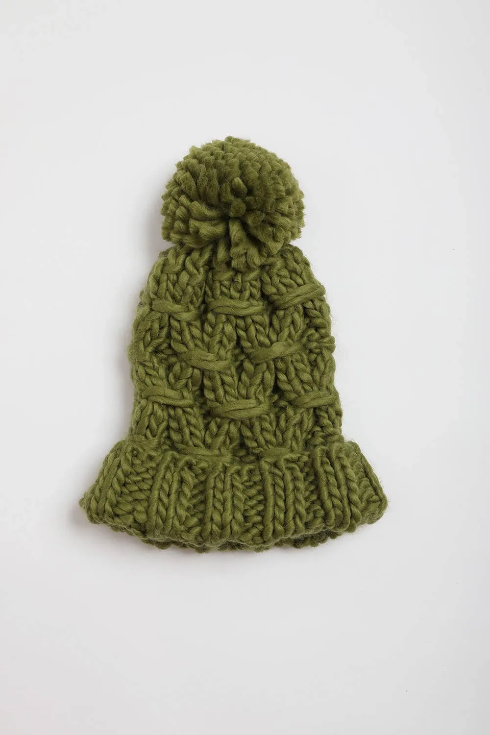 Trendy Textured Chunky Knit Pom Beanie