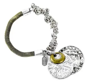 Treska | Chain & Textured Disc Bracelet