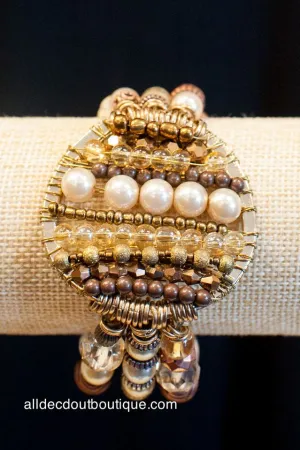 Treska | Copper Beaded Charm Stretch Bracelet