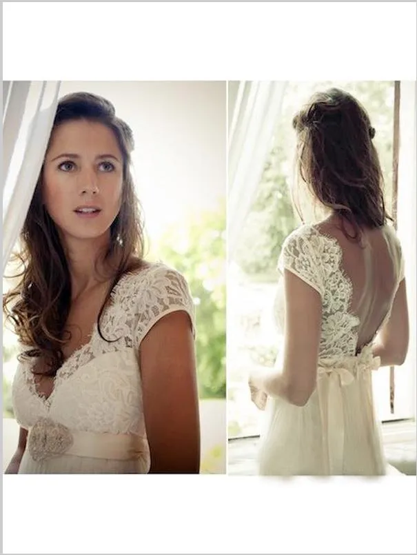 Tulle Princess V-neck Beading Wedding Dresses Brush Train Ball Gown