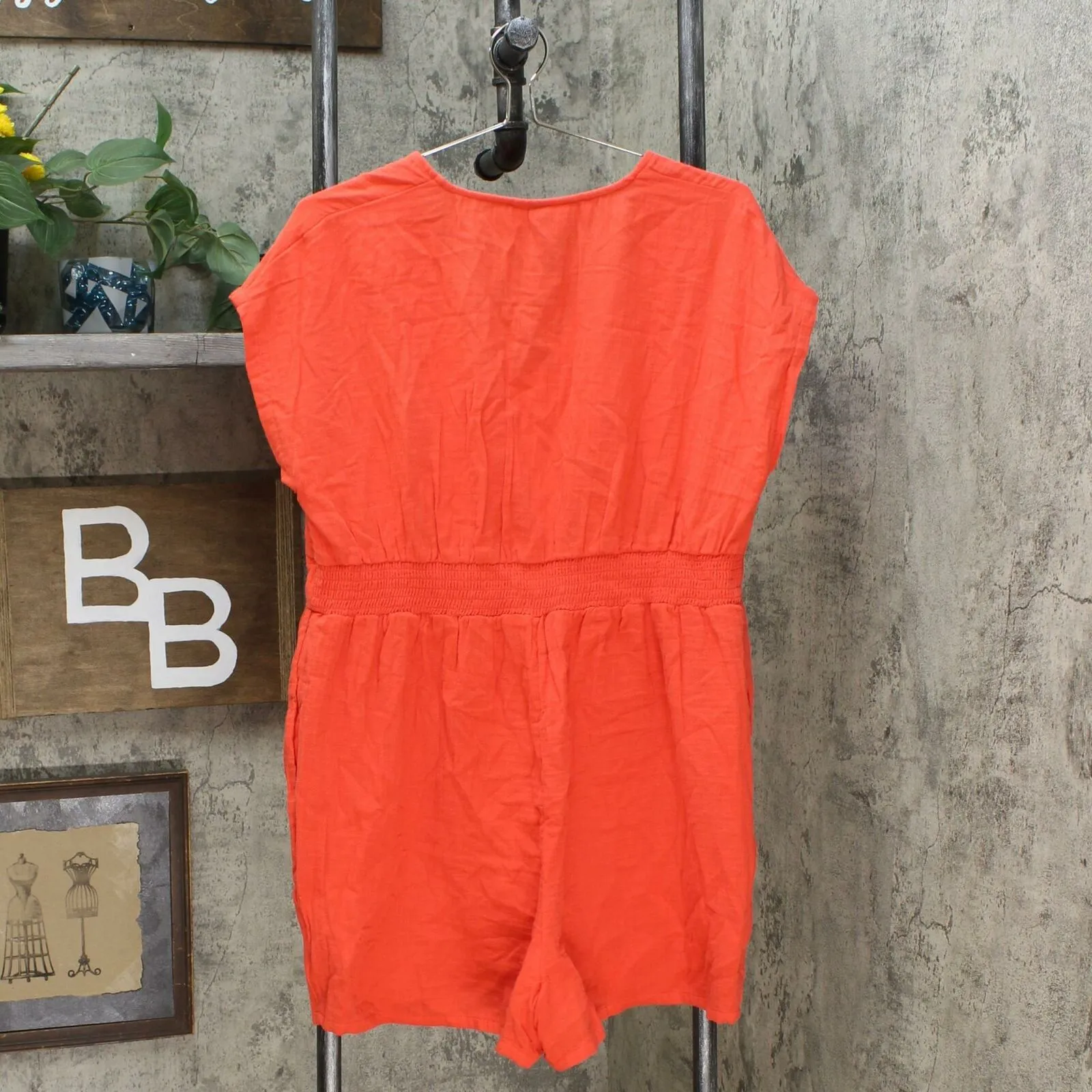 Universal Thread Women's Short Sleeve Kimono Button Front Romper