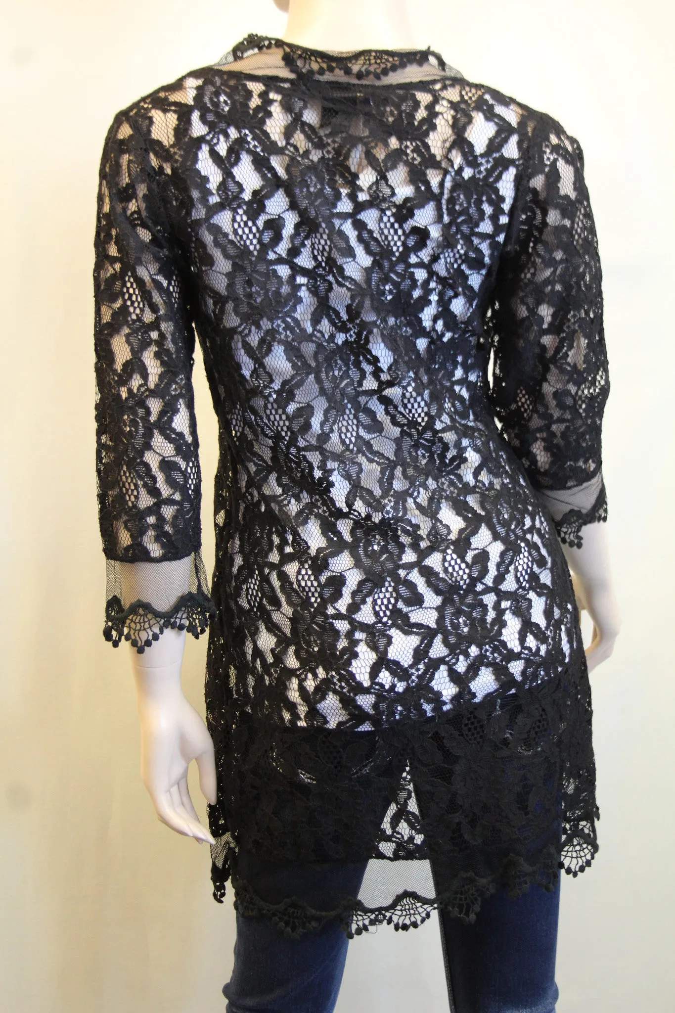 Urban Mango | 3/4 Sleeve Lace Cardigan Black
