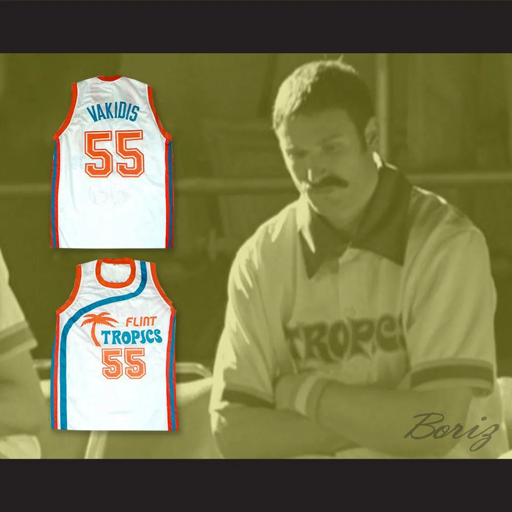 Vakidis 55 Flint Tropics White Basketball Jersey Semi Pro