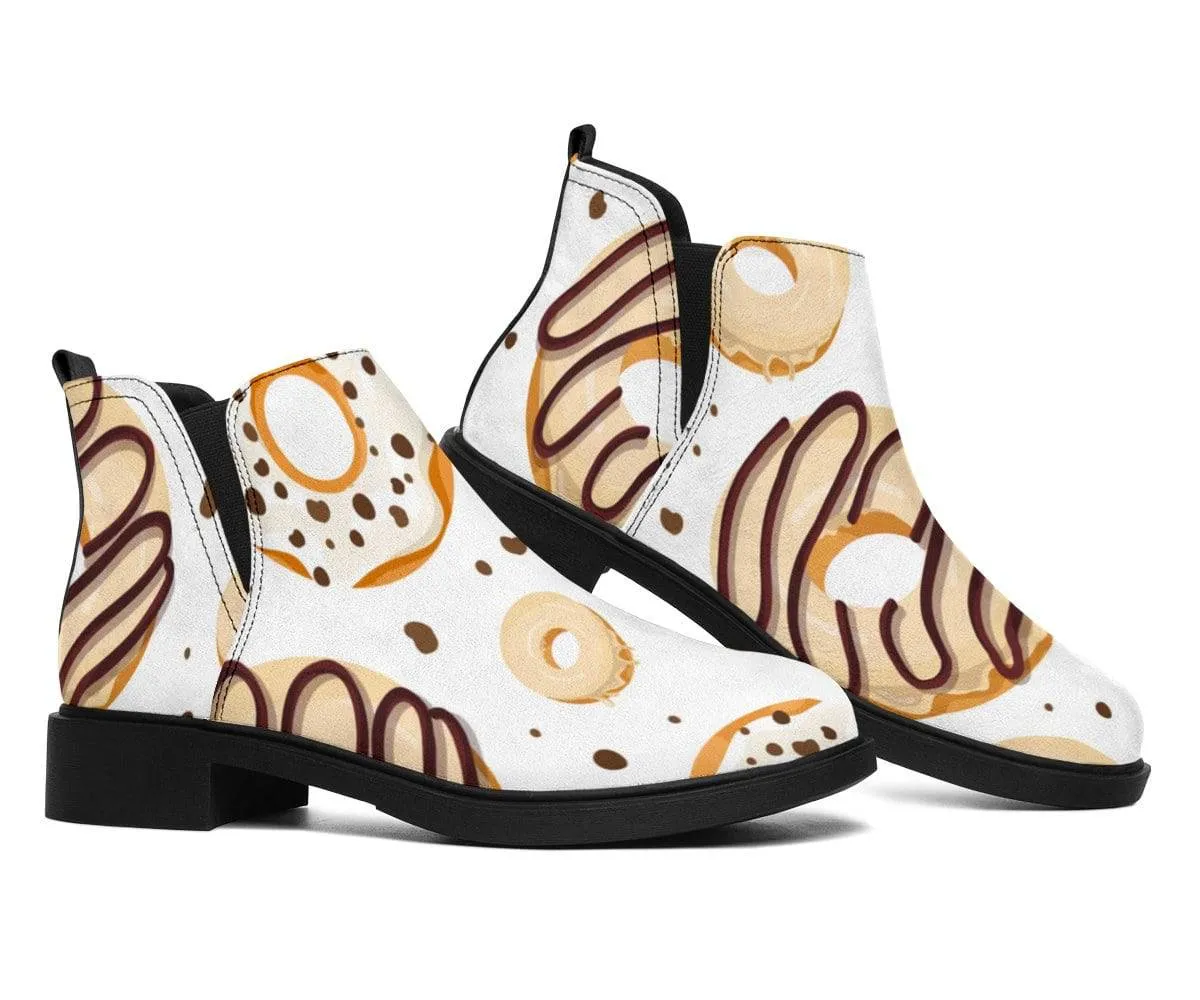 White Chocolate Doughnut Design Boots