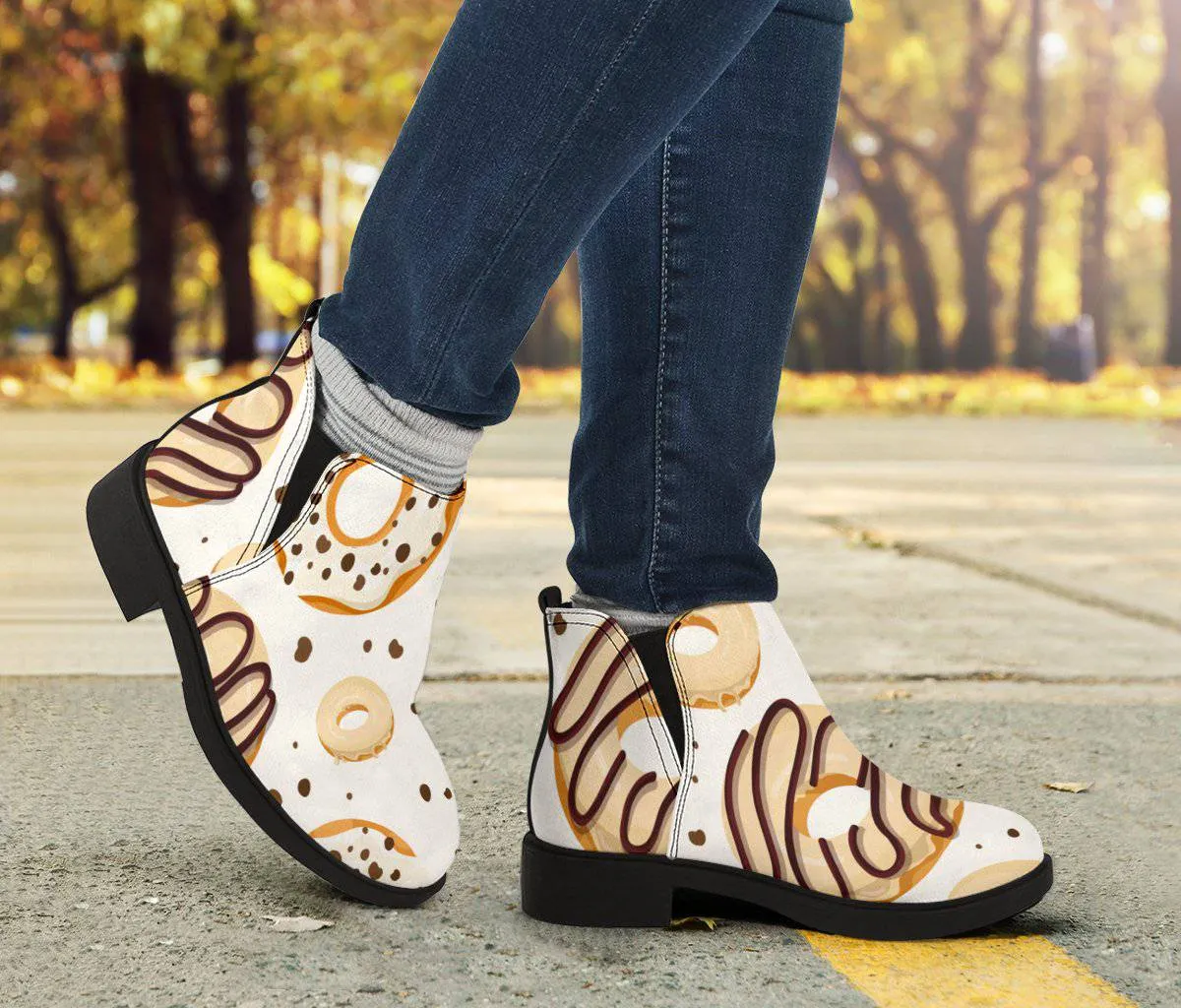 White Chocolate Doughnut Design Boots