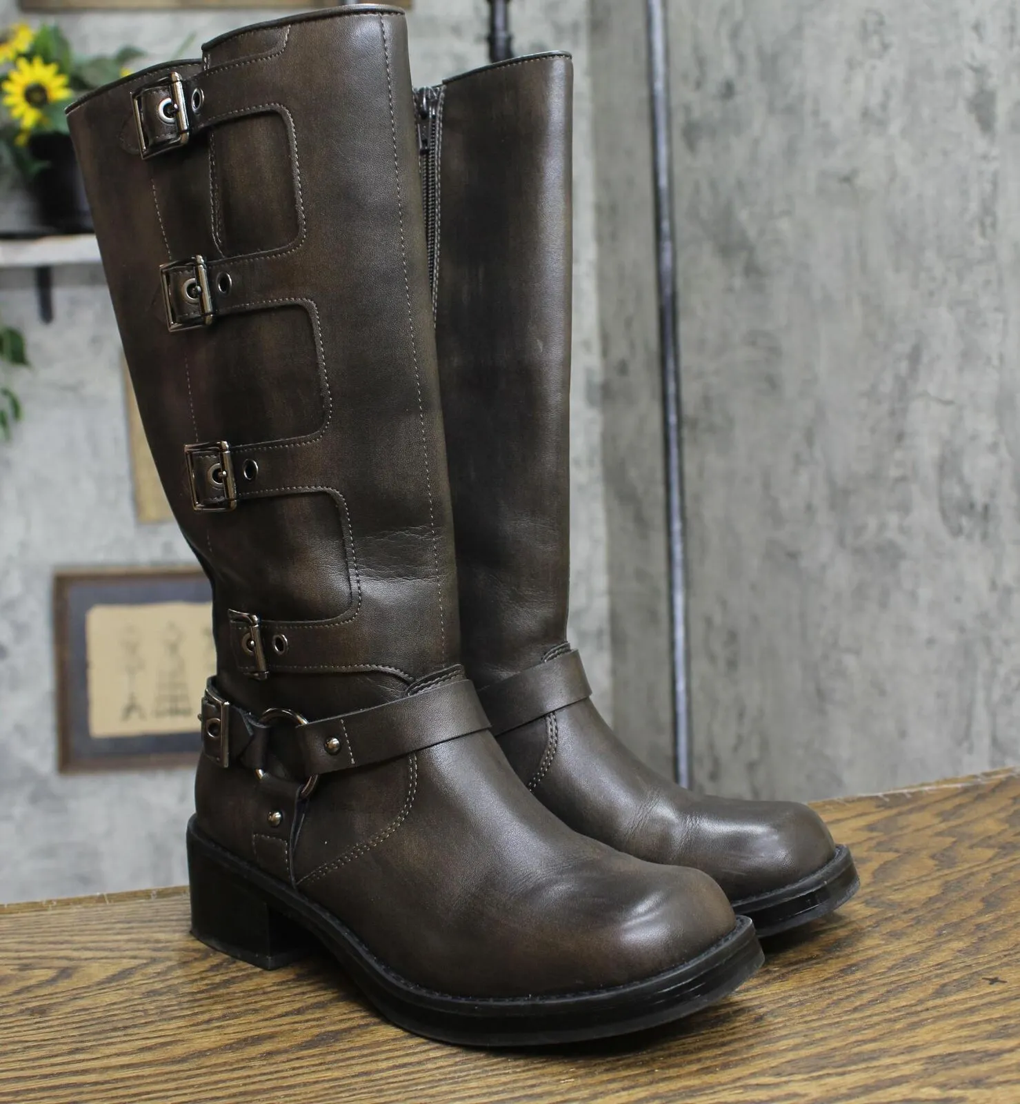 Wild Fable Womens Rebel Tall Moto Buckle Boots 90366583 Brown 7M