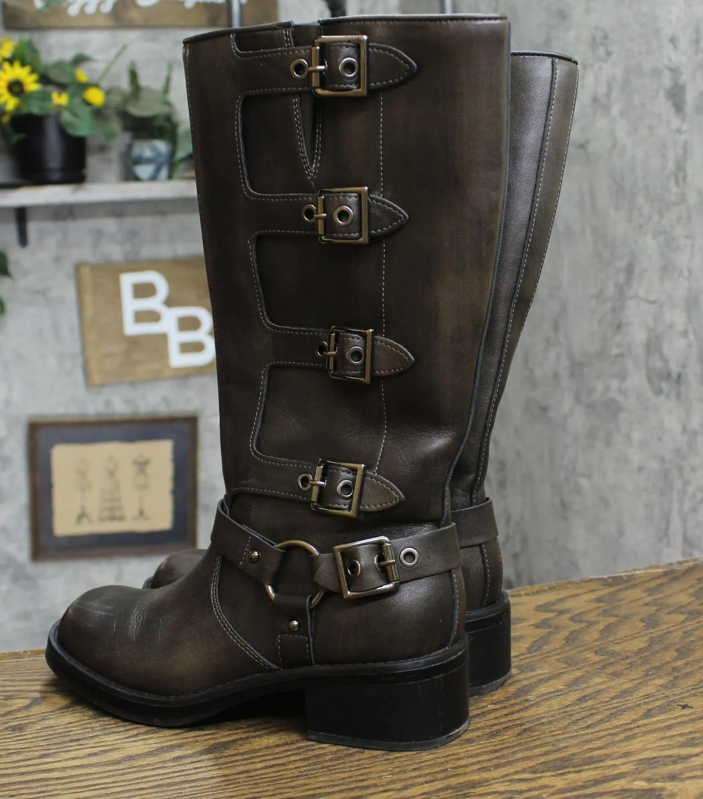 Wild Fable Womens Rebel Tall Moto Buckle Boots 90366583 Brown 7M