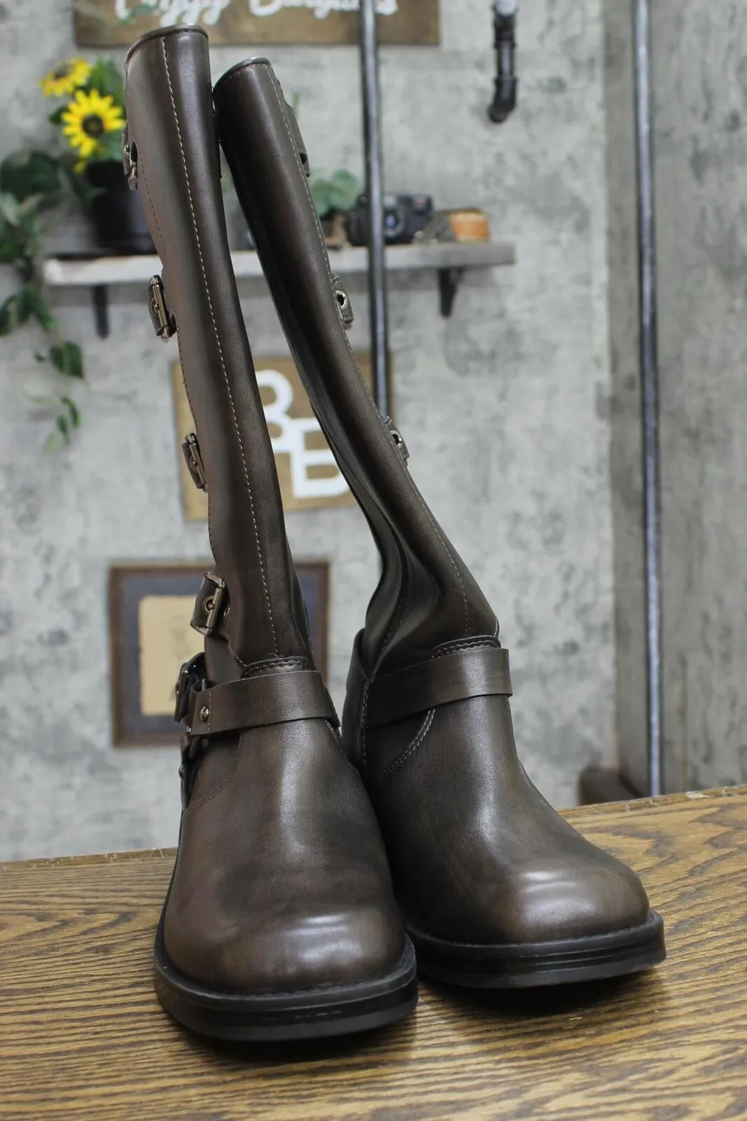 Wild Fable Womens Rebel Tall Moto Buckle Boots 90366583 Brown 8M