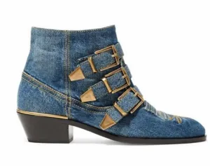 Women Heels Studded Boots Round Toe Side Zipper Shoes
