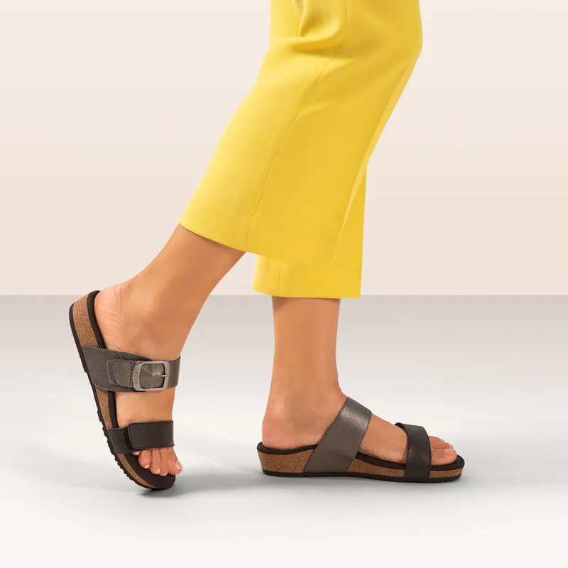WOMEN'S AETREX DAISY ADJUSTABLE SLIDE | BLACK